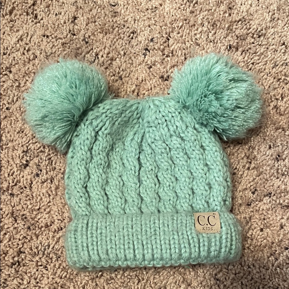 Mint Pom-Pom Beanie